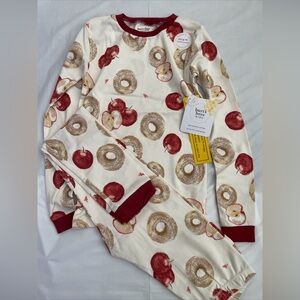 Burt's Bees Kids 100% Organic Cotton Girls 2pc Pajama Set Dark Red/beige 10Y NWT